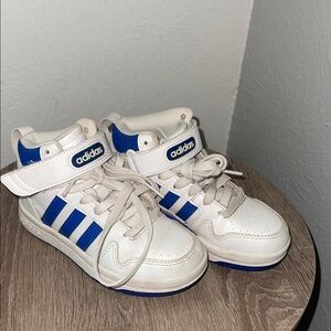 Adidas Kids' White and Blue High-Top Sneakers